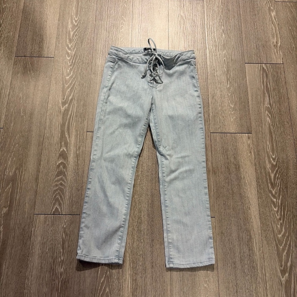 Vtg Guess Jeans Y2K 90s Womenβs Low Rise Stretch Capri Pants Lace Up Sz 28